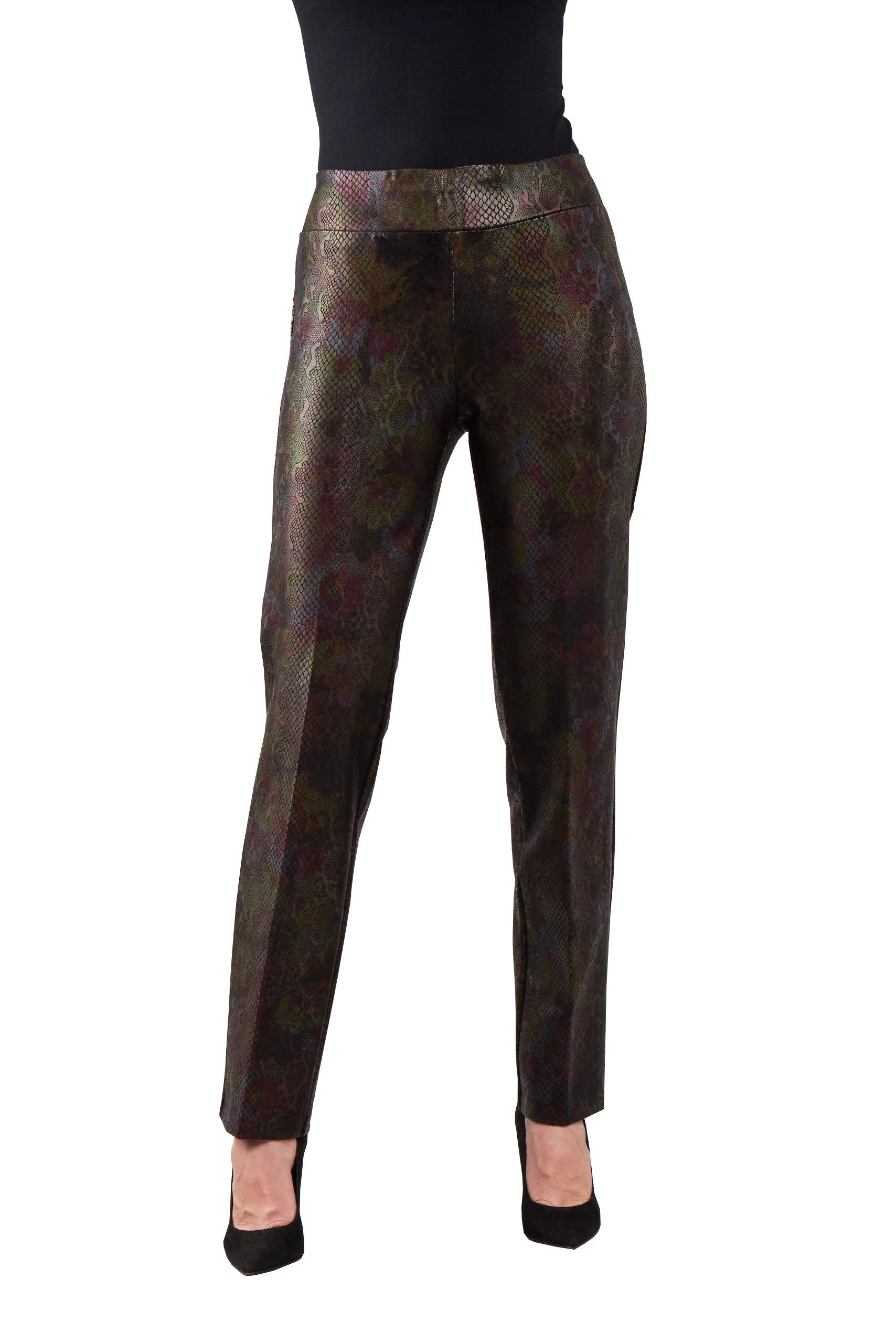 Womens 4 Way Stretch Pull-On Pants in Exotic Snake Print Size 4