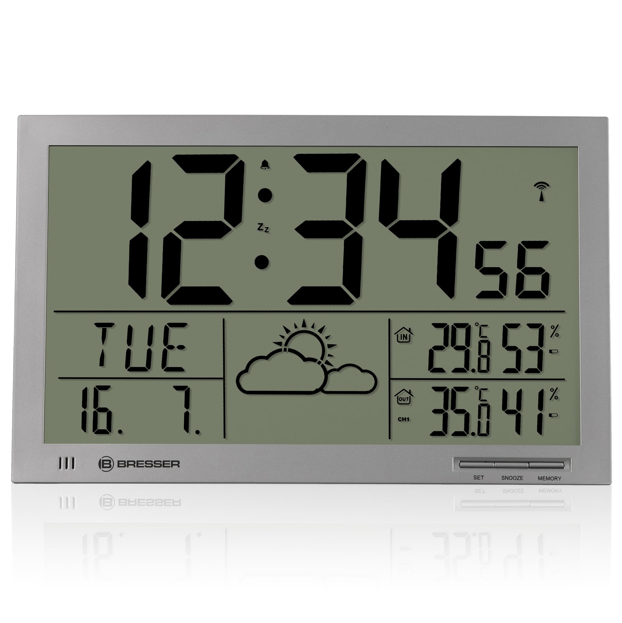 Reloj meteorológico de Pared BRESSER MyTime Jumbo LCD Antracita