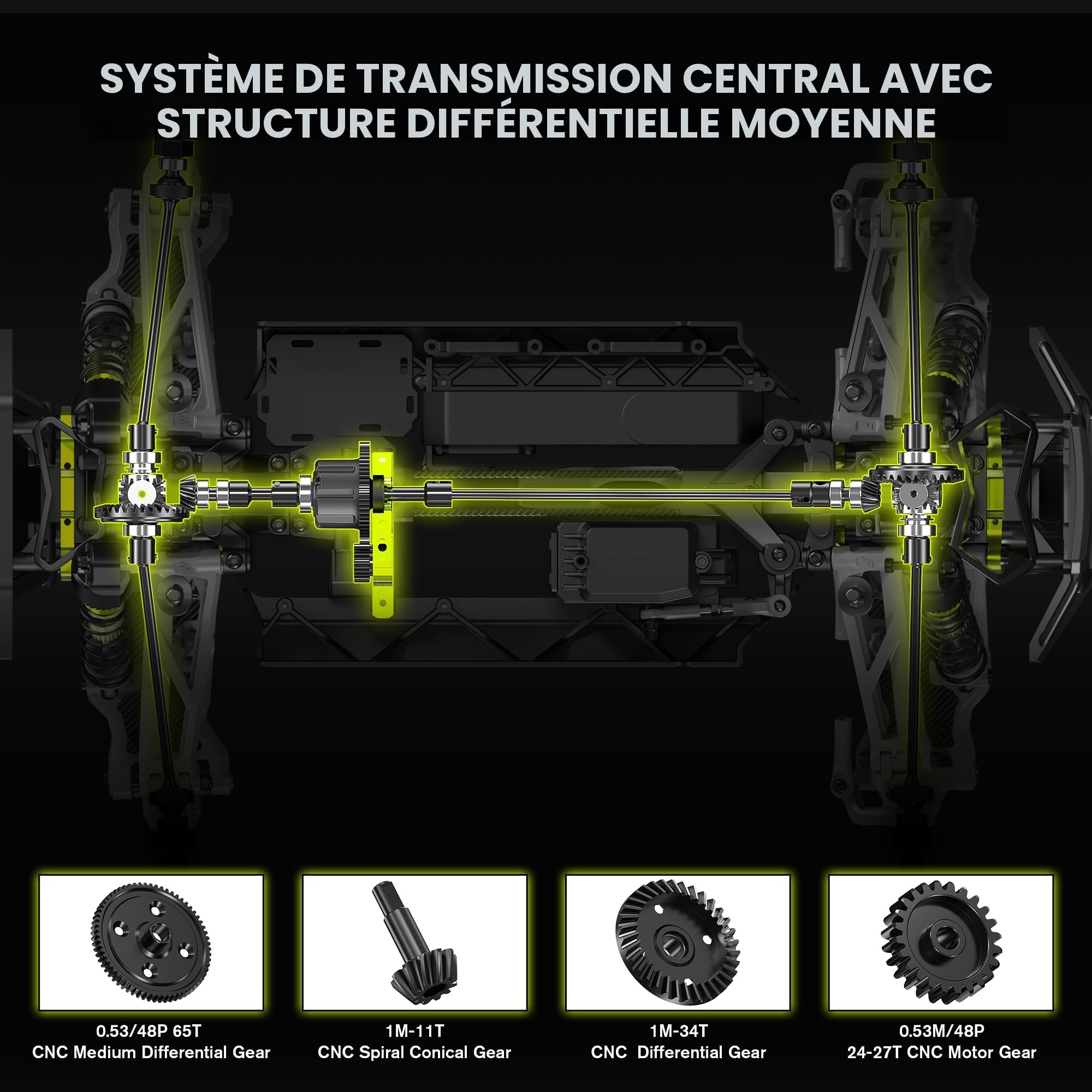 RIAARIO Voitures Télécommandées Mini 1:10 RC sans Balais pour Adultes Max 50 mph Tout Terrain Camions de Loisirs Électriques Tout Terrain Monster Trucks 4WD Camion Télécommandé Étanche avec Fibre de