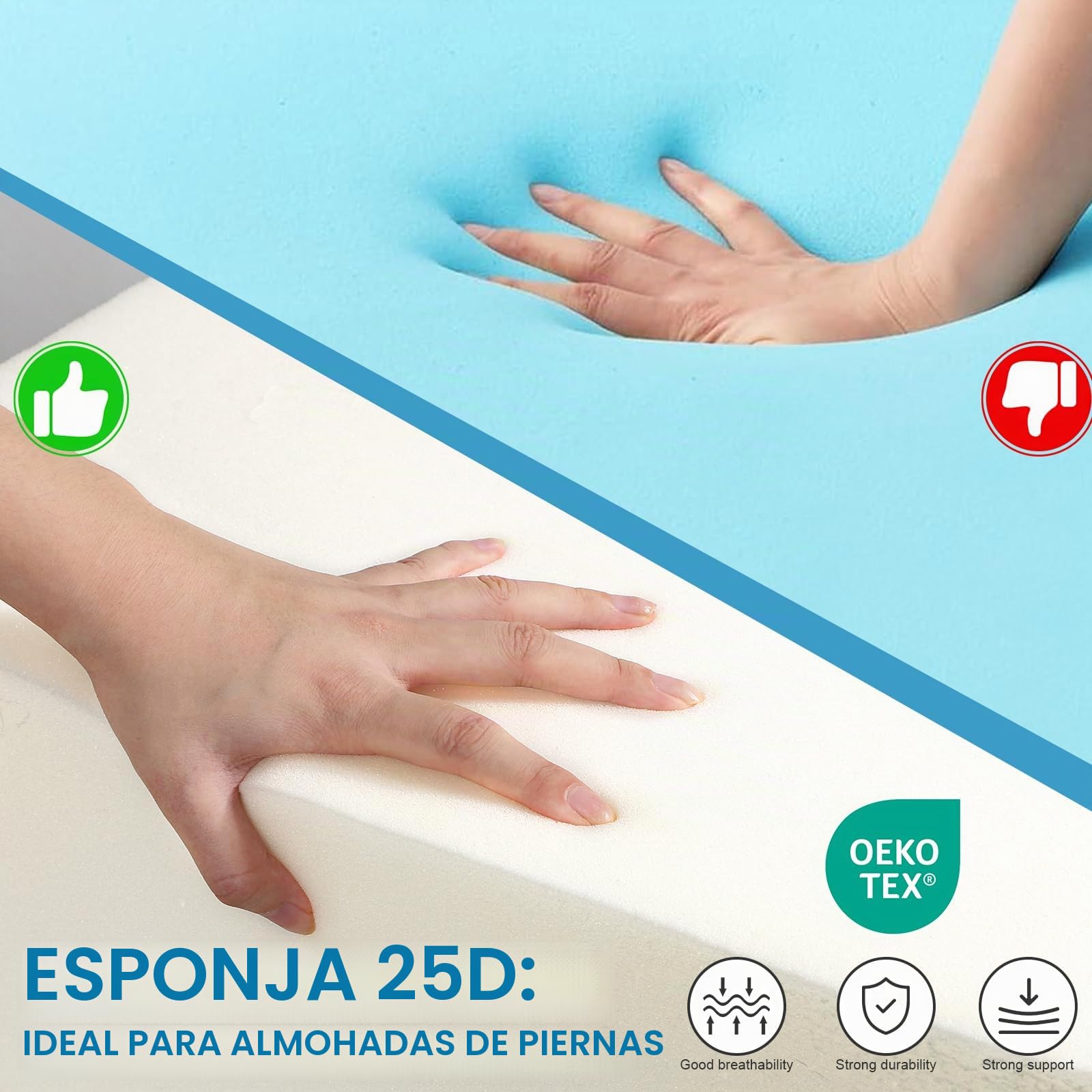 Alyvisun Almohada para piernas con Varices Las piernas y aliviar el Dolor en Rodilla, Cadera, Espalda y Cuello – Soporte de Espuma 25D para recuperación, sueño, Descanso y circulación sanguínea