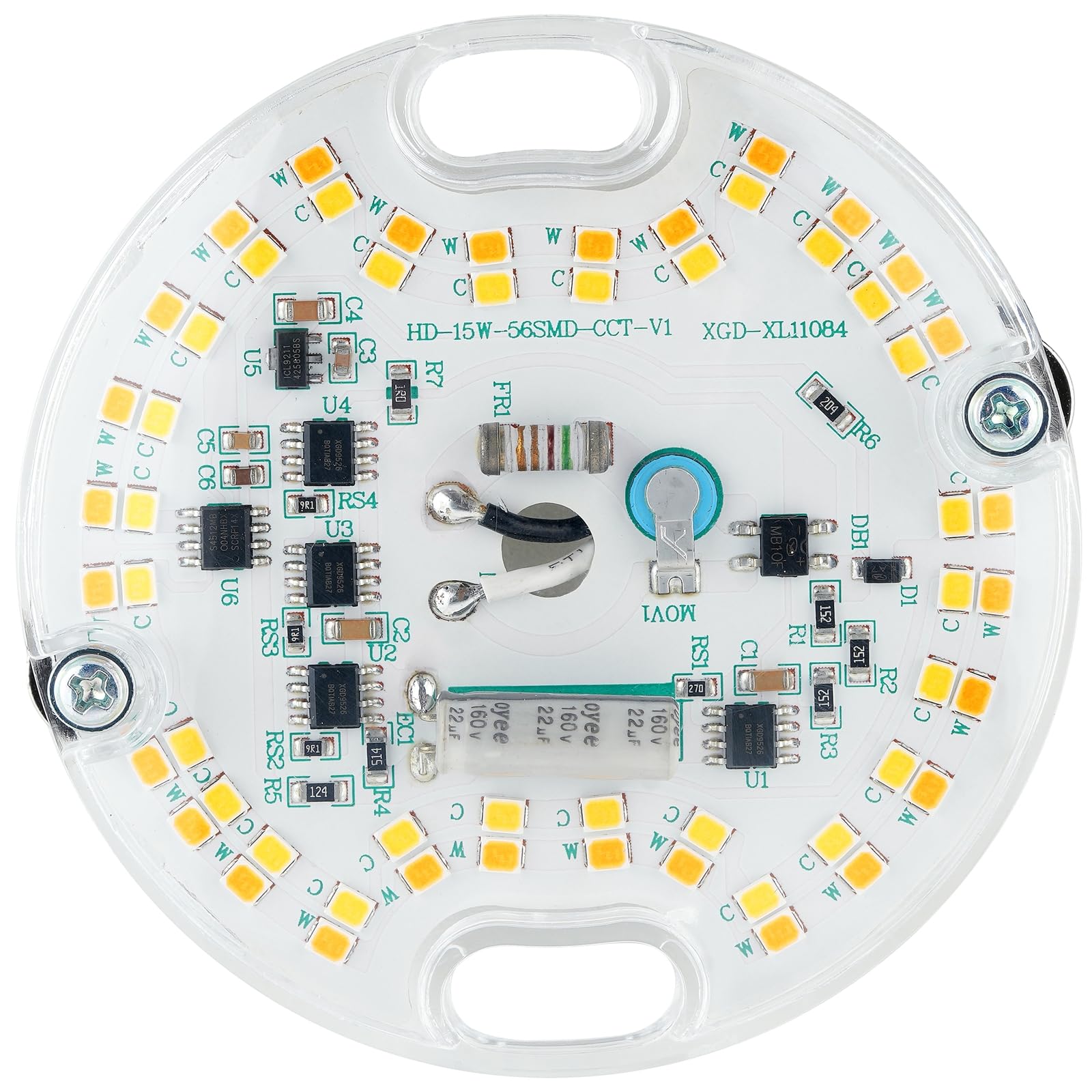 Kit de actualización de la luz del ventilador de techo LED de 3.23 '' 15 W, placa de repuesto de luz de techo motor de PCB, 1800LM, 3CCT 3000K/4000K/5000K ajustable 120V ETL CRI90