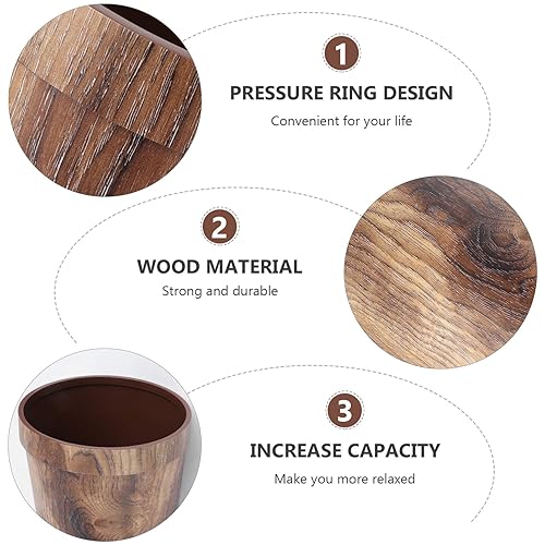 Miniatura 9 de Papelera para el hogar, oficina, decoración de oficina, papelera de grano de madera, papelera de plástico para baño, papelera rústica para el hogar,