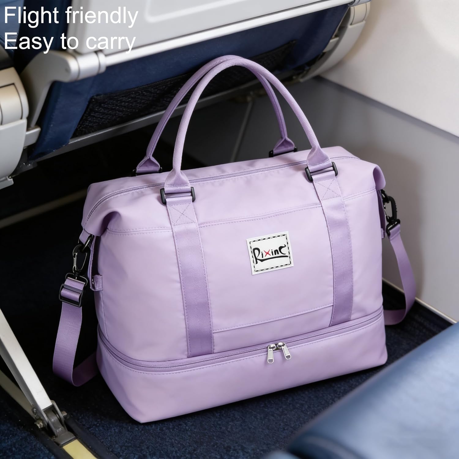 Travel Duffle Bag Weekender Bags for Women with Shoes Compartment, Travel Duffel Tote Carry on Overnight Bag for Travel Business Trips, Sport Yoga Gym Bag with Wet Pocket (Purple) - Image 6