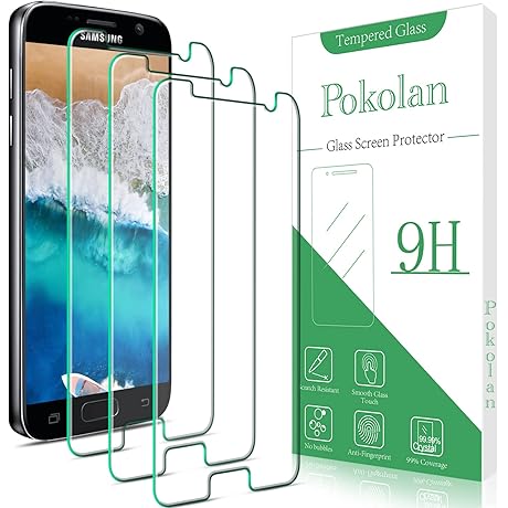 Pokolan [3-Pack] Samsung Galaxy S7 Tempered Glass Screen Protector. 9H Hardness, Anti...