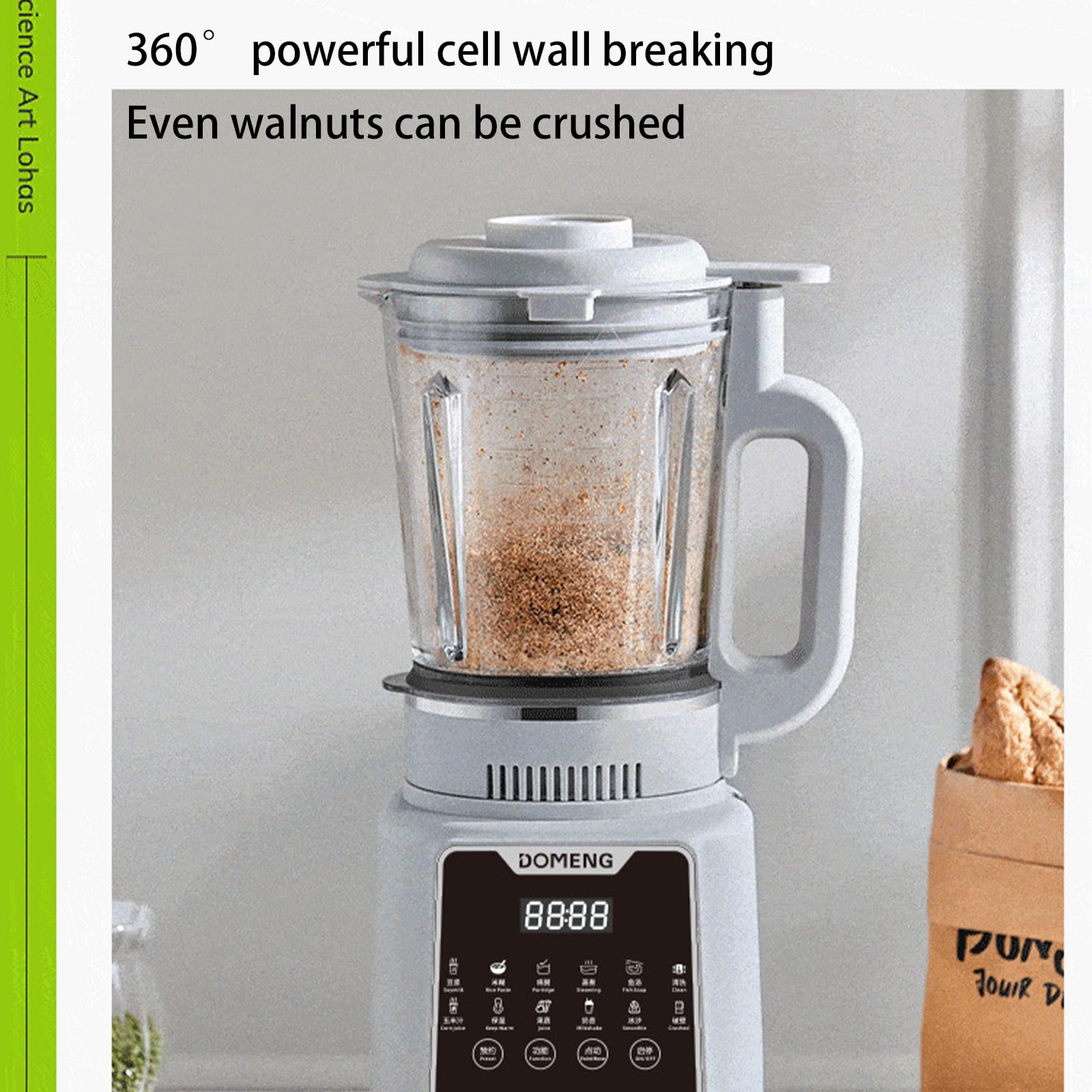 Wielofunkcyjny blender z kruszeniem 360 stopni i 14 ostrzami dla wydajności zapobiegającej przywieraniu, pojemności 1,75 l, planowania 24-godzinnego, automatycznego czyszczenia i funkcji ciepła/zimna