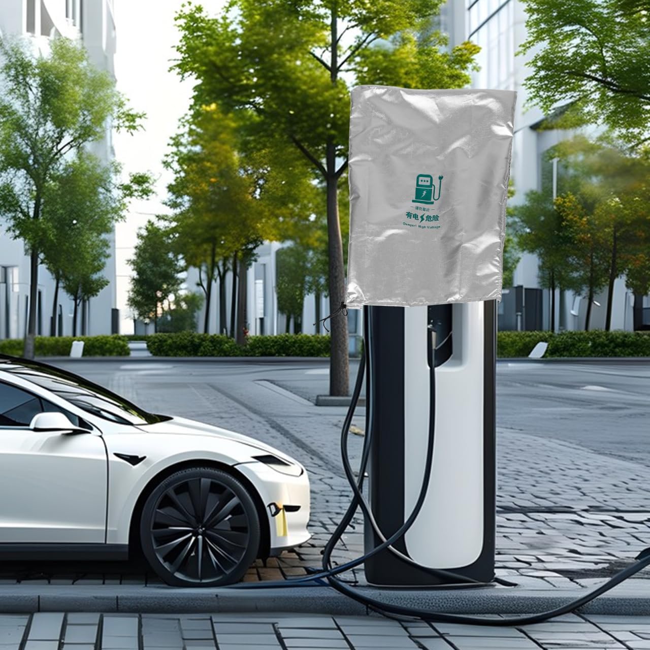 Waterproof Charger Cover for Electric Vehicle Outdoor Charging Station Rain and Uv Protection Durable Oxford Fabric Easy Installation 19.68X15.74X7.87 Inch