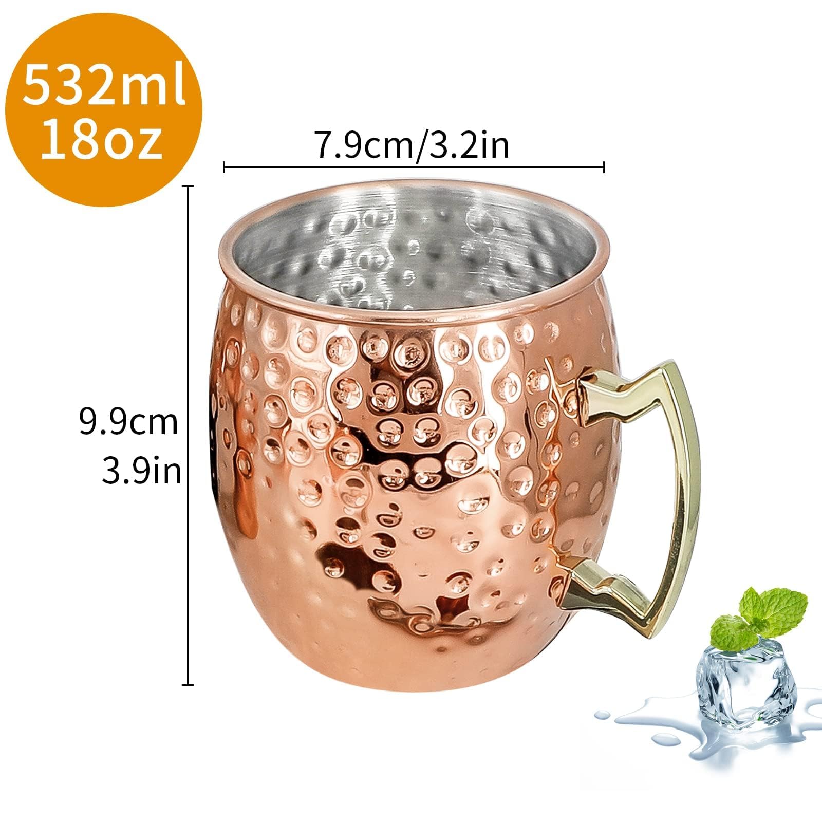 Amazon.com: Moscow Mule Mugs Plated Copper Mule Cup Kit 18oz Set of 4 with  Handle Large Hammered Stainless Steel Cups with 0.5oz Double Jigger,  Stainless Steel Straws for Cold Drinks Cocktails Wine :