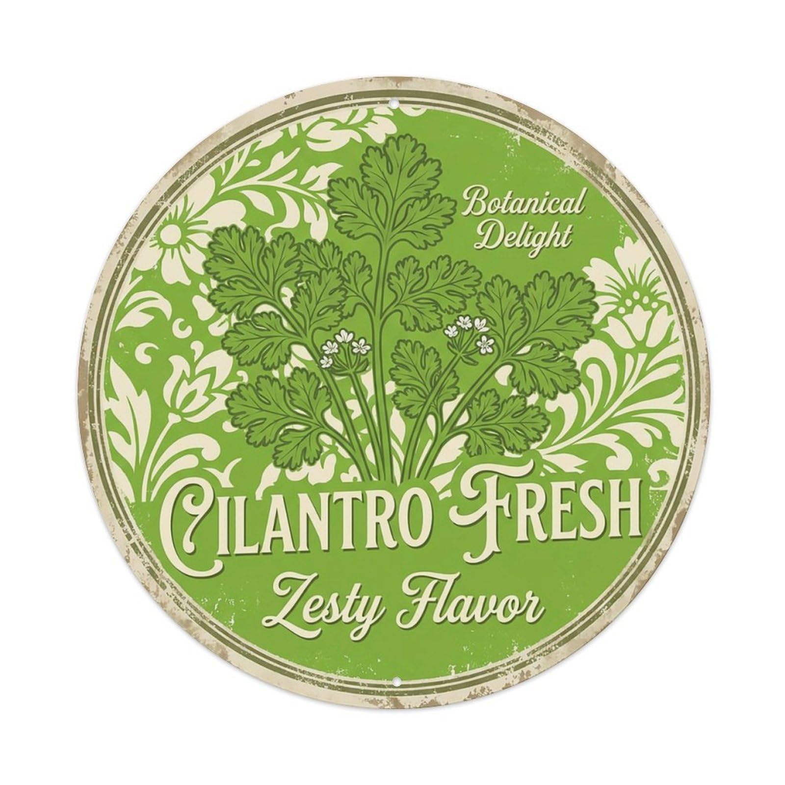 Cxhjca 8X8inch(20X20cm) Vintage Cottagecore Garden Cilantro Fresh Zesty Metal Tin Sign