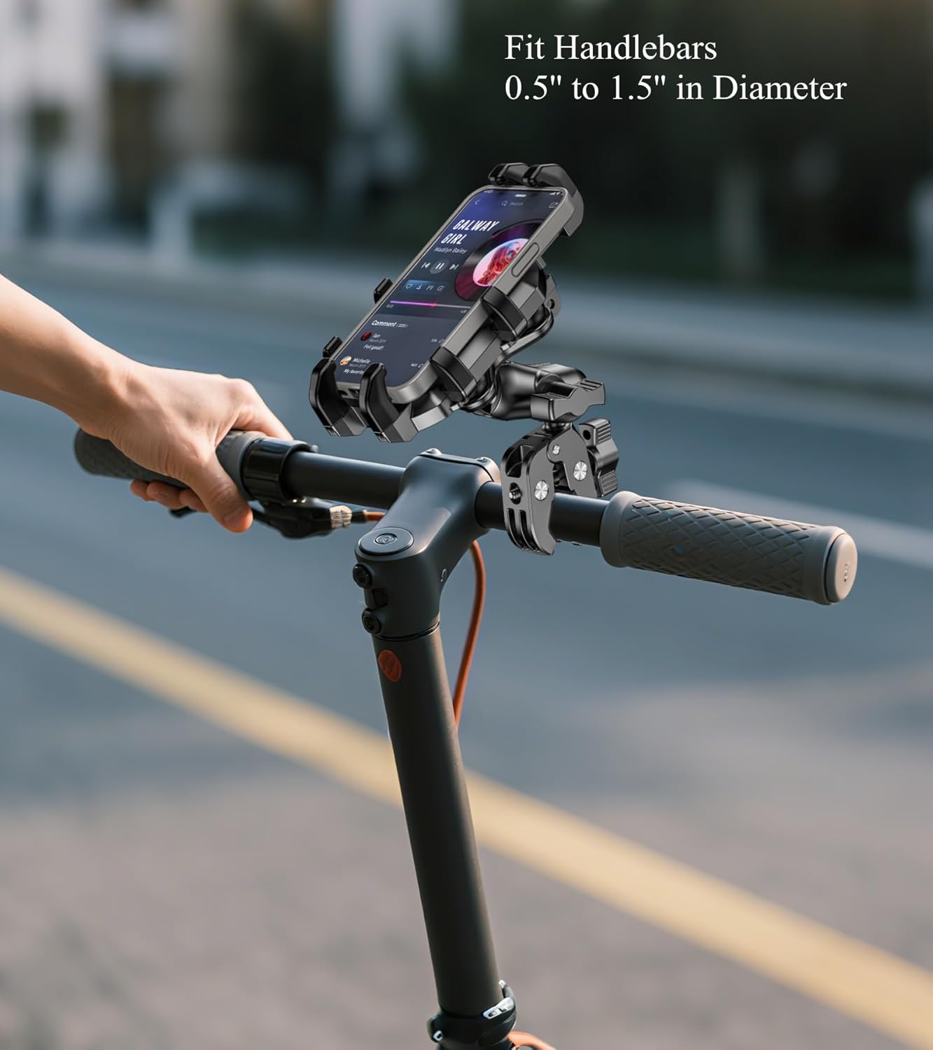 BRCOVAN Motorcycle Phone Mount Holder with Vibration Dampener, Anti-Shake Cellphone Clamp Fit Handlebars 0.5'' to 1.5'' in Diameter for Bike Bicycle Scooter ATV, Adjustable Fit 5.4-6.9'' Smartphones - Image 5