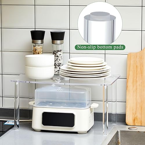 Miniatura 5 de Elevadores rectangulares de acrílico extra grandes de 0.236 pulgadas de grosor de 4 patas, soporte acrílico para plantas, soportes de exhibición