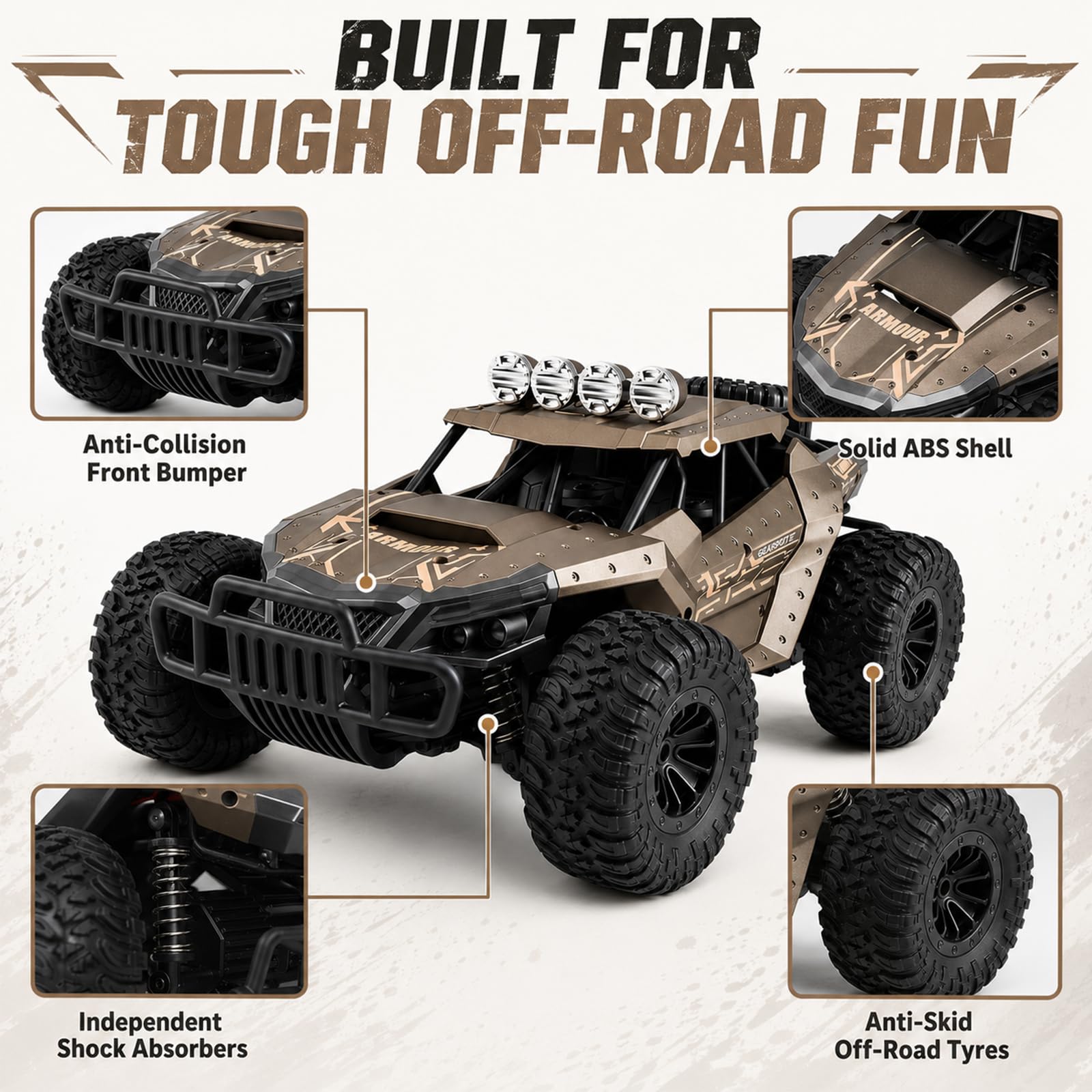 Ferngesteuertes Auto für Draußen,2AKKU 1500 Mah 1/16 Rc Auto Offroad ab 6 8 10 Jahre,Volles Proportional 25 KM/H,90min Play, RC Monstertruck Buggy,Rc Car Kinder [Revolutionäre Version 2026]