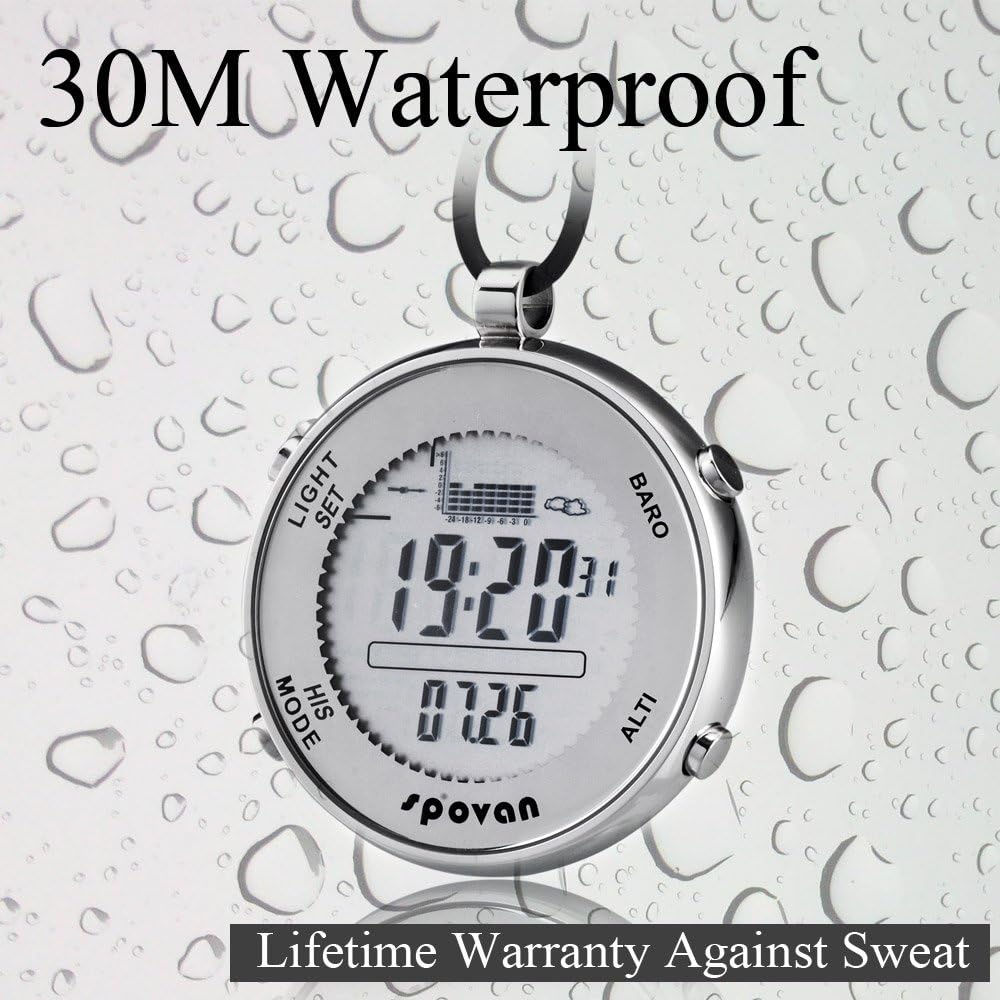 JUSHENG Spovan SPV600 Outdoor Waterproof Digital Fishing Barometer Unisex Pocket Watch Suitable for Climbing Running Fishing Competition and Other Sports