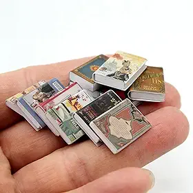 Coleção de estatuetas de livros em miniatura: Escultura de livros empilhados do tamanho de um polegar de 10 peças - Arte de capa vintage complexa, ideal para estilo de estante, adereços de cena de