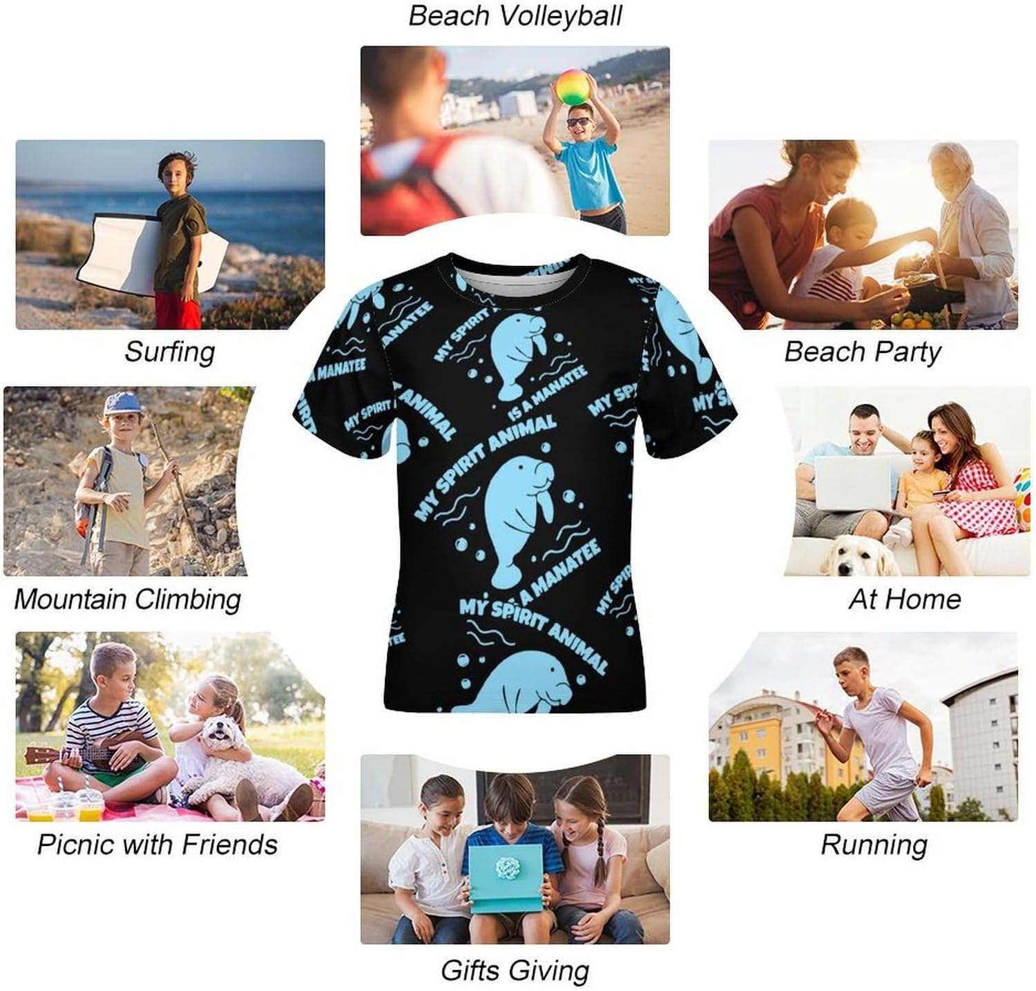 My Spirit Animal is A Manatee T Shirt for Boy Girl Top Short Sleeve T-Shirt Graphic Tee