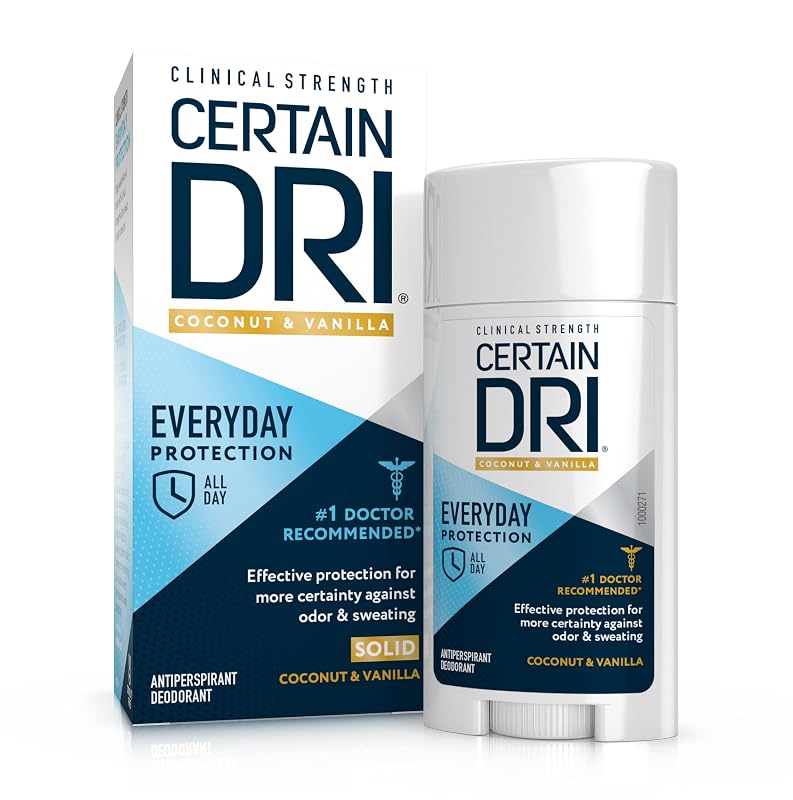 Desodorante antitranspirante Certain Dri Everyday Strength com fragrância de coco e baunilha, 74 g
