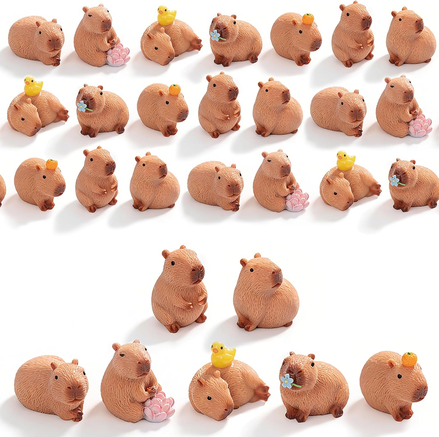 shixinhui 24Pcs Mini Resin Capybara Figures, Tiny Animal Figurines to Hide | Little Capybara Bulk Figurines & Decor for DIY Garden Landscape, Decoration and Aquarium, with 6 Fruit-Themed Designs