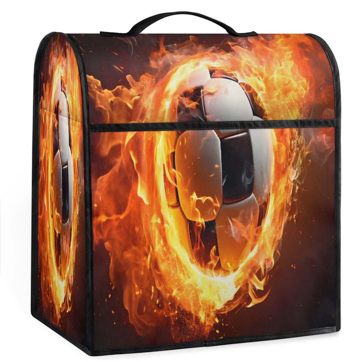 Coffee Maker Cover Flame Football Sports Kitchen Appliance Covers Small Appliance Covers Blender Cover Juicer Cover Dust Covers for Kitchen Appliances with Top Handle and Pockets,Washable,C535