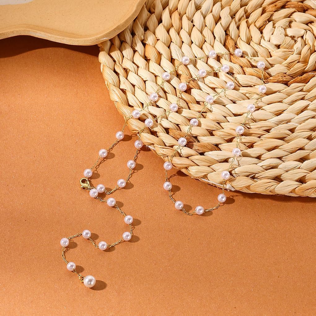 Long Lariat Necklace for Women Dainty Minimalist Pearl Pendant Necklaces Adjustable Cubic Zirconia Y Statement Necklace Aesthetic Jewelry Gift - Image 6