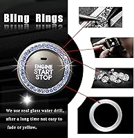 Vista 3 de 2 anillos de decoración de arranque y parada de motor de automóvil con doble diamantes de imitación, accesorios para interiores de automóvil, anillo