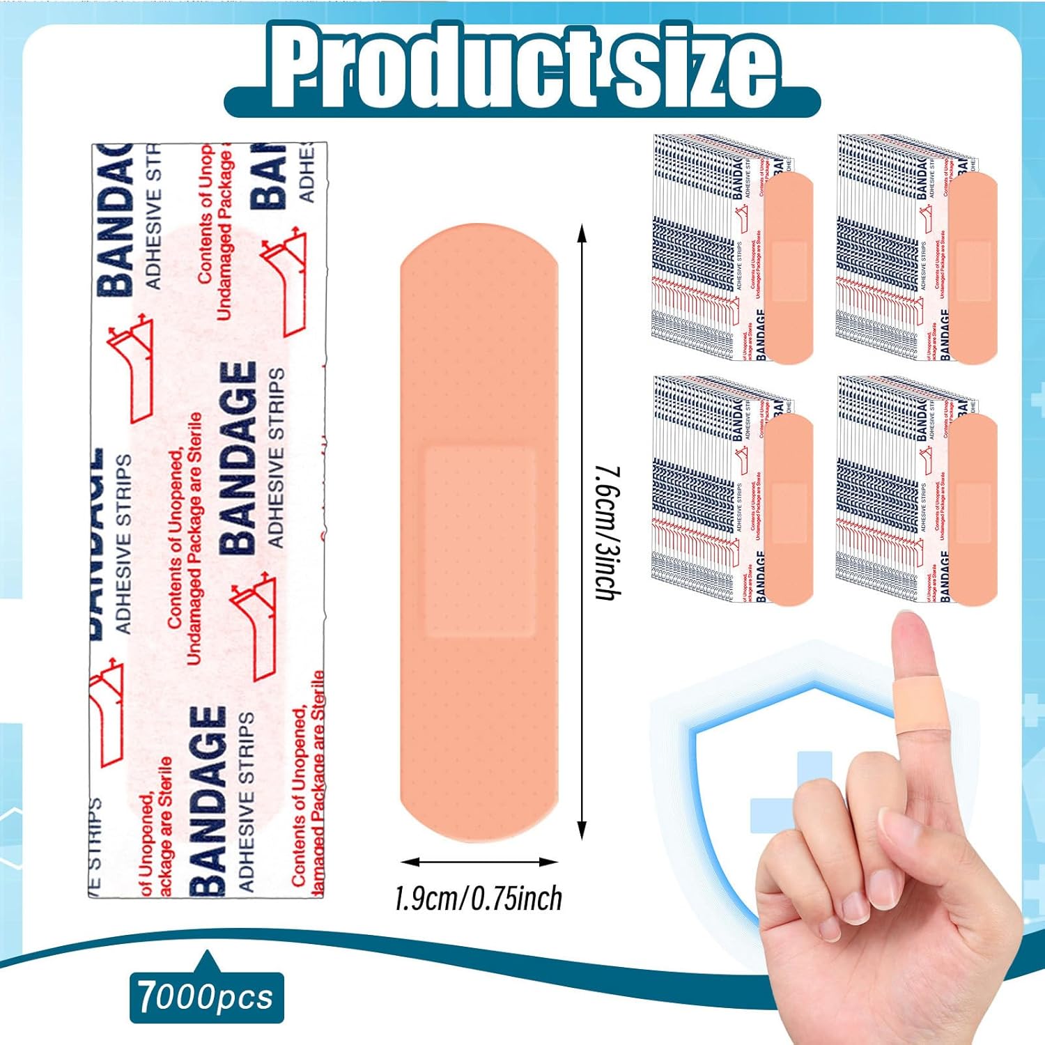 Timgle 7000 Pcs 3/4" X 3" Adhesive Bandages Bulk Waterproof Adhesive Breathable Bandages for Sensitive Skin School Nurses Businesses Travel First Aid Kits Homeless Care Supplies Donations