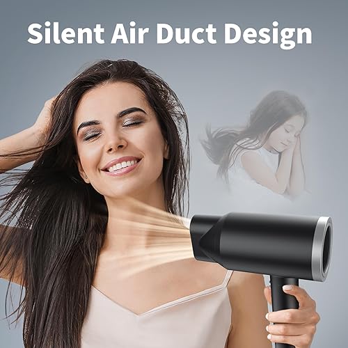 Miniatura 5 de Secador de pelo iónico con difusor, secador de pelo de 1800 W para mujeres y hombres, secado rápido, ligero, de bajo ruido, herramienta de peinado