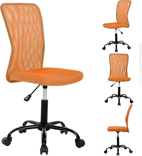 Miniatura 8 de HGS Silla de escritorio de oficina, silla de trabajo de malla sin brazos, silla ergonómica para computadora, silla giratoria con respaldo medio con