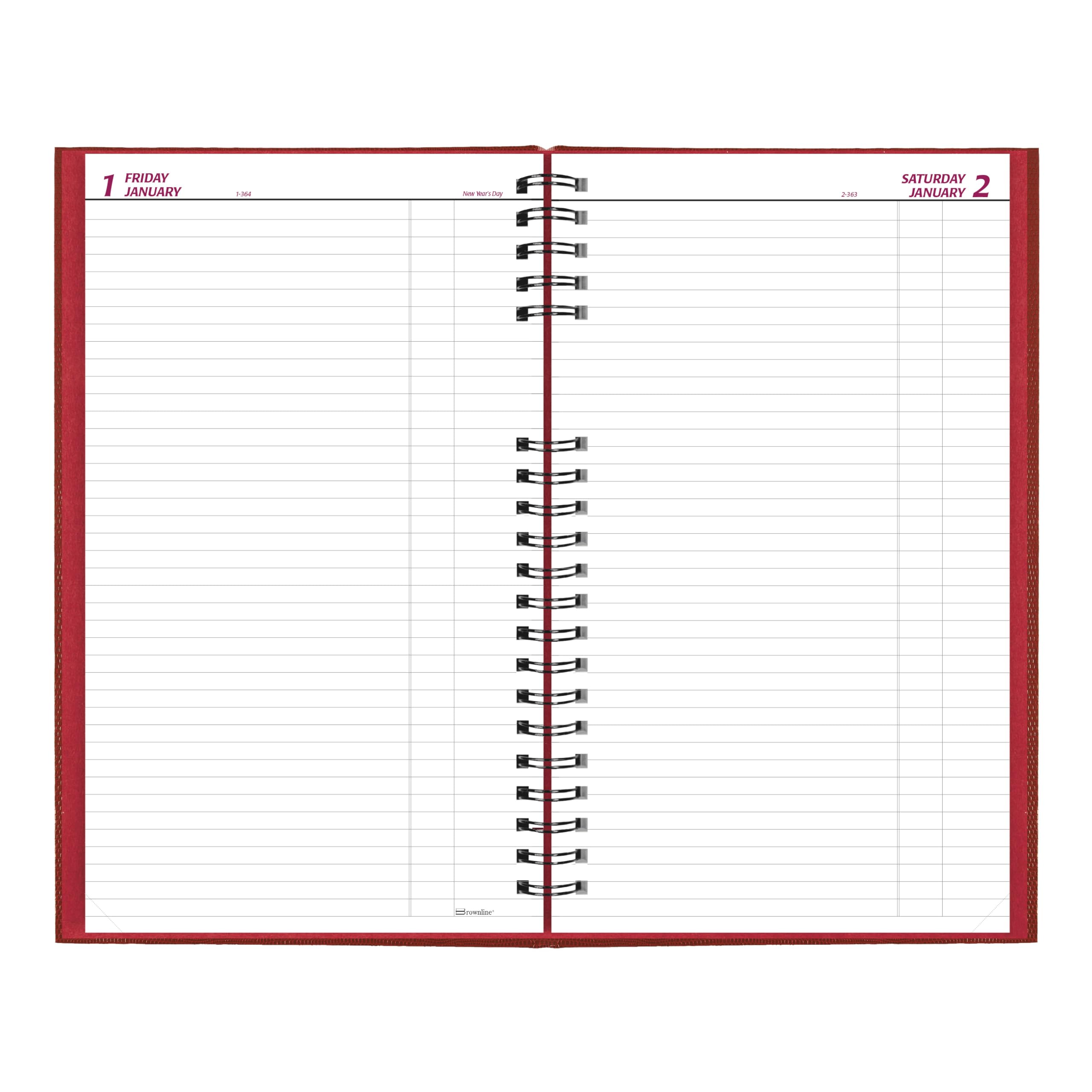 Brownline® CoilPro™ Agenda giornaliera 2027, senza tempo, 12 mesi, da gennaio a dicembre, rilegatura a doppio filo, 34,3 x 20 cm, rosso brillante (C551C.RED)