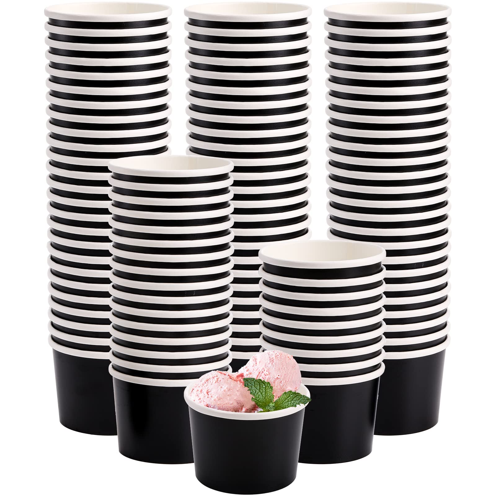 WUWEOT 120 Pack Paper Ice Cream Cups, 8 Oz Disposa Dessert Bowls, Party Supplies Treat Cups Food Cup for Hot and Cold Food, Soup, Sundae, Frozen