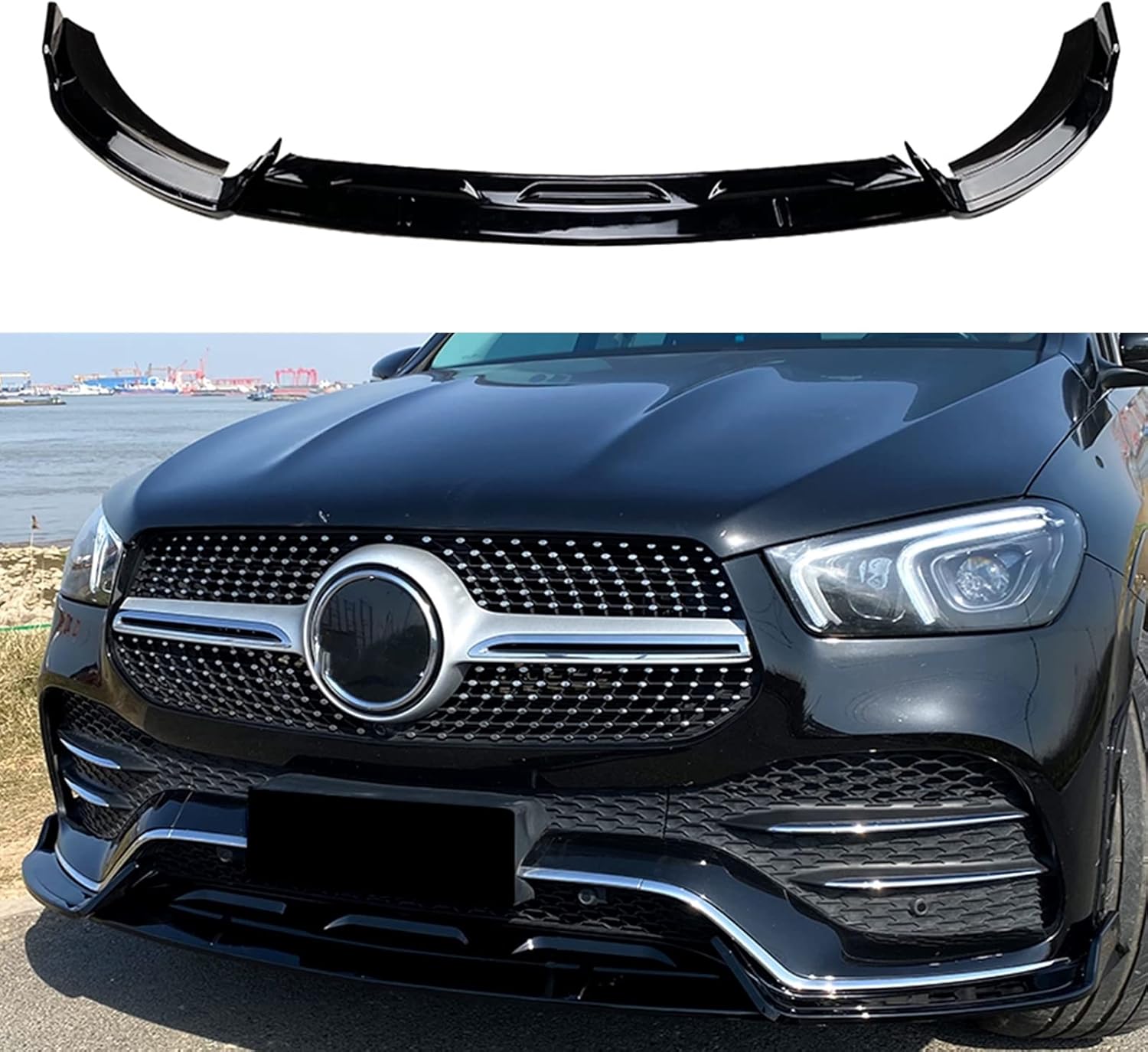 Front Bumper Spoiler Lip for Mercedes Benz GLE Class W167 C167 GLE350 GLE450 GLE53 AMG 2020-2023 Gloss Black