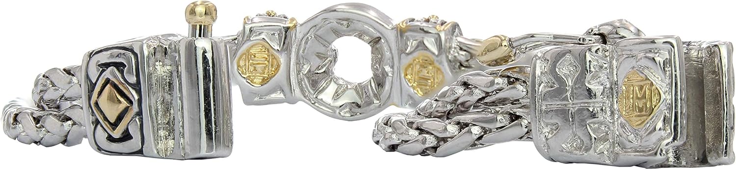 John Medeiros Anitqua Collection Pavè One Circle Two Strand Two Tone Bracelet Made in America