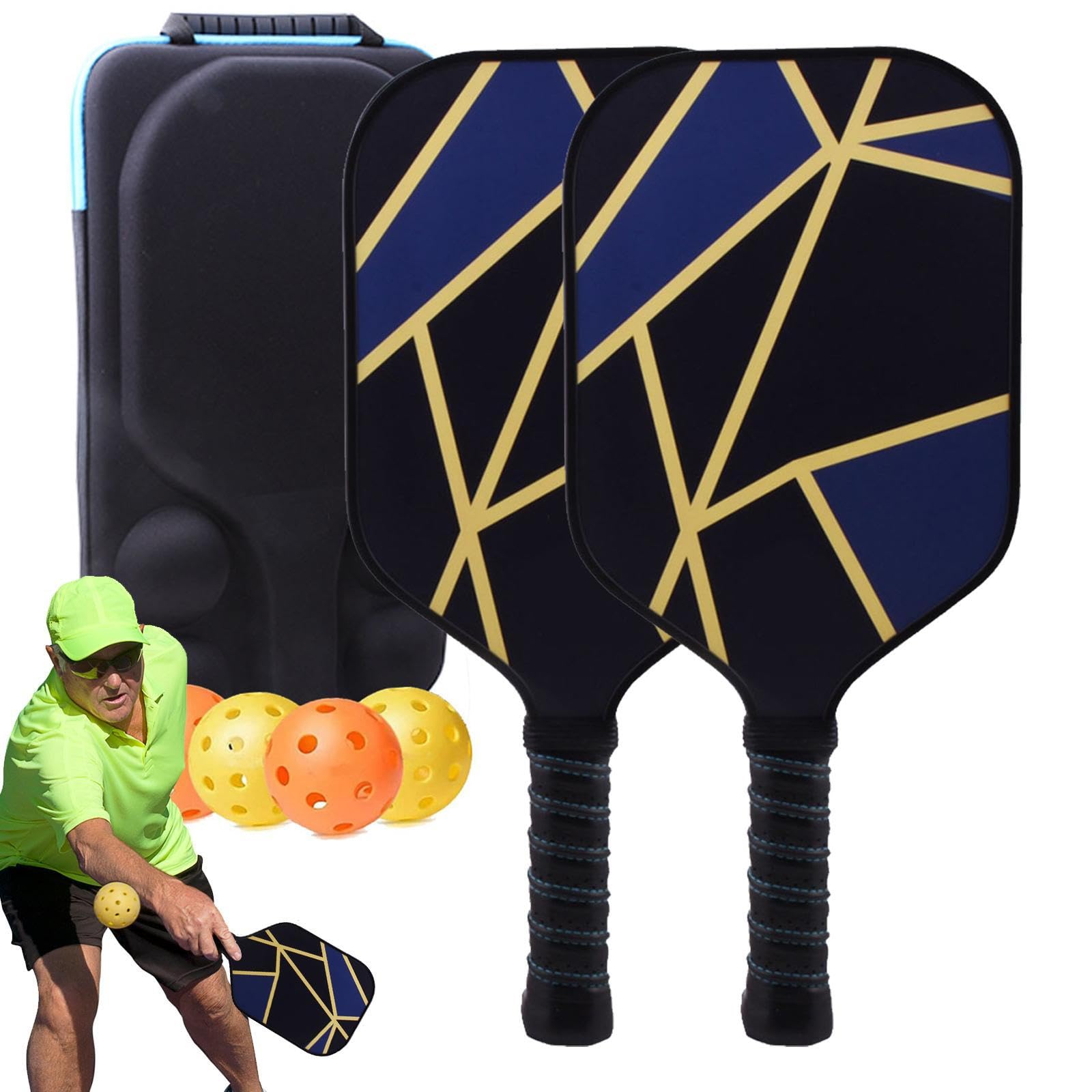 Pickleball - Juego de palas para principiantes | Equipo de pickleball de fibra de vidrio con bolas, raqueta de pickle portátil para adultos, jugador intermedio, Povanjer