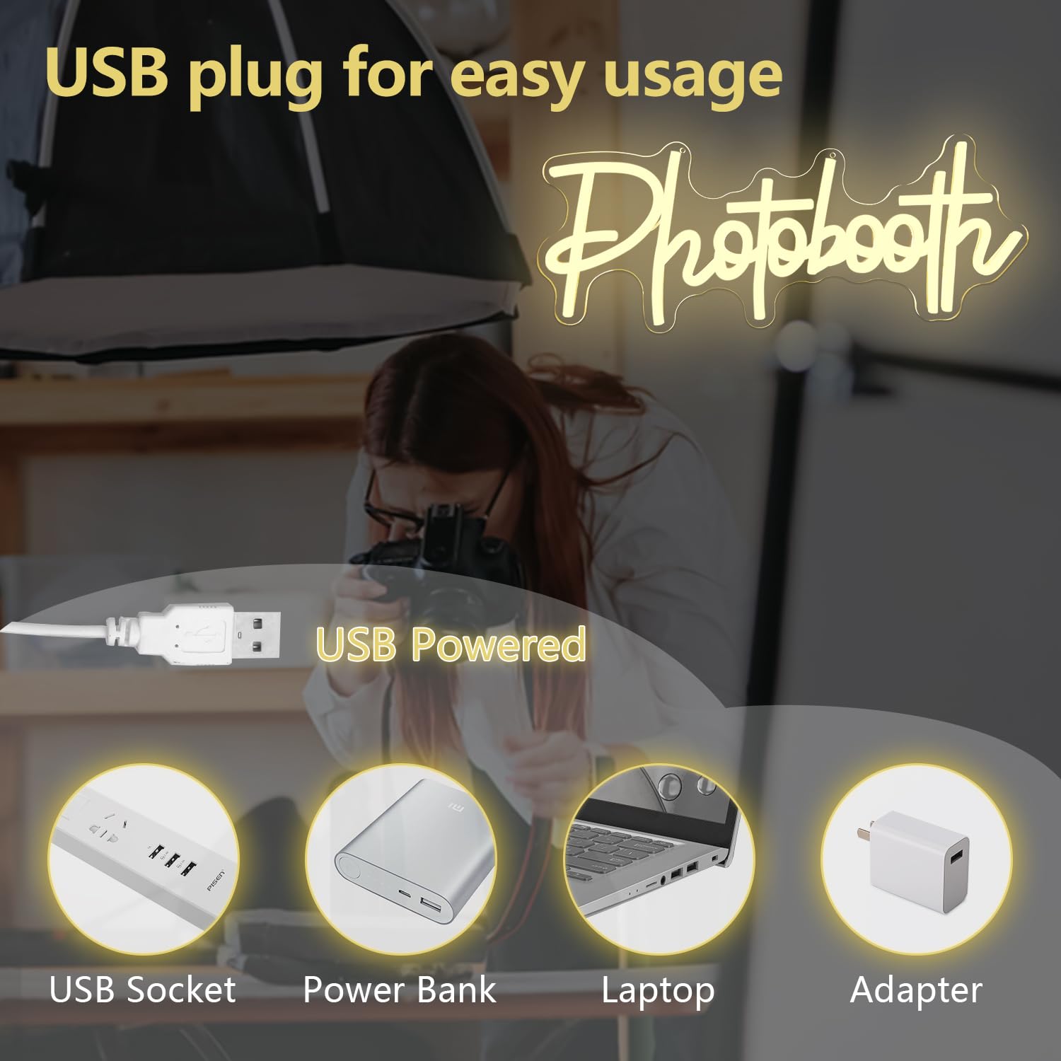 Neonowy znak do budki fotograficznej do dekoracji ścian, fotobudki, neonowe światła do fotobudki, do studia fotograficznego, oświetlenie LED, fotografia, podświetlane znaki na ślub, księgę gości