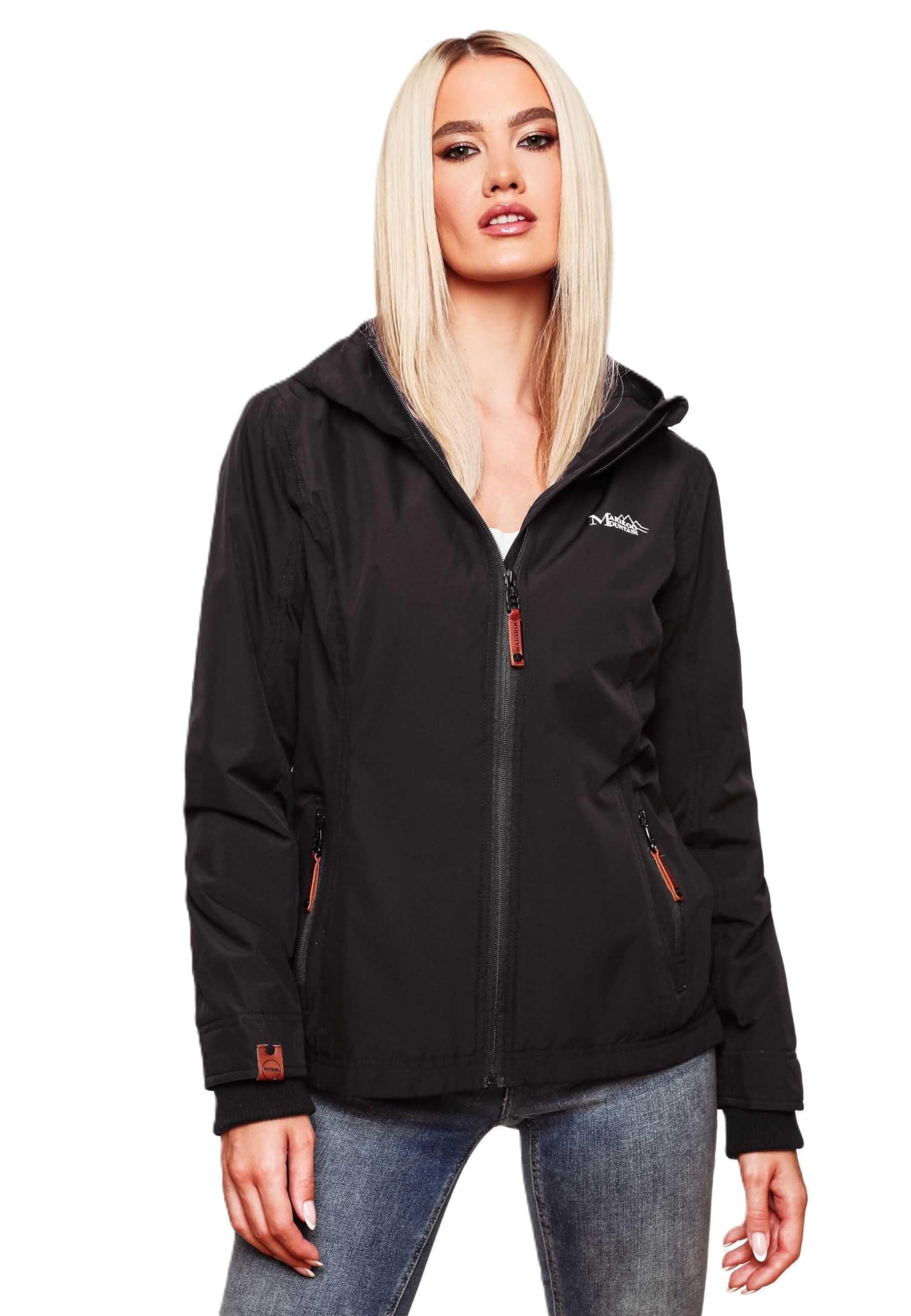 Marikoo Damen Übergangsjacke Brombeer-Schwarz XS – Leicht gefüttert, Kapuze
