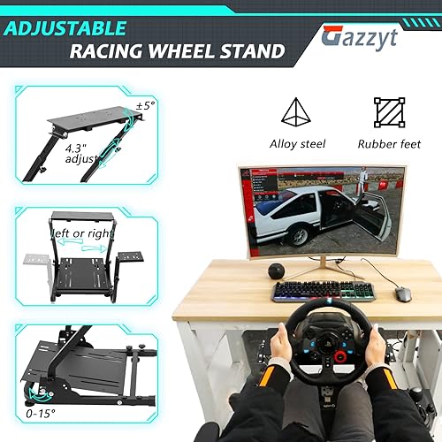 Miniatura 3 de Gazzyt Steering Wheel Stand with Shifter Mount Foldable Adjustable Compatible with Logitech,Thrustmaster G29 G920 G923 T248 T300 Racing Wheel Stand