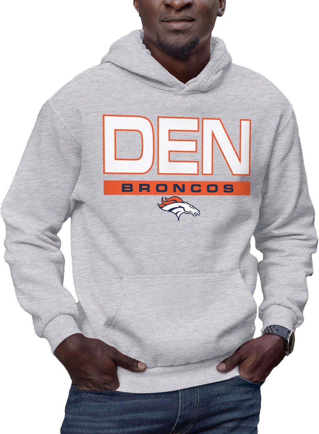 Hybrid Sports NFL - Denver Broncos - City Block - Men's and Women's Pullover Hooded Fleece Sweatshirt - Size 3 X-Large - Denver Broncos - Athletic Heather