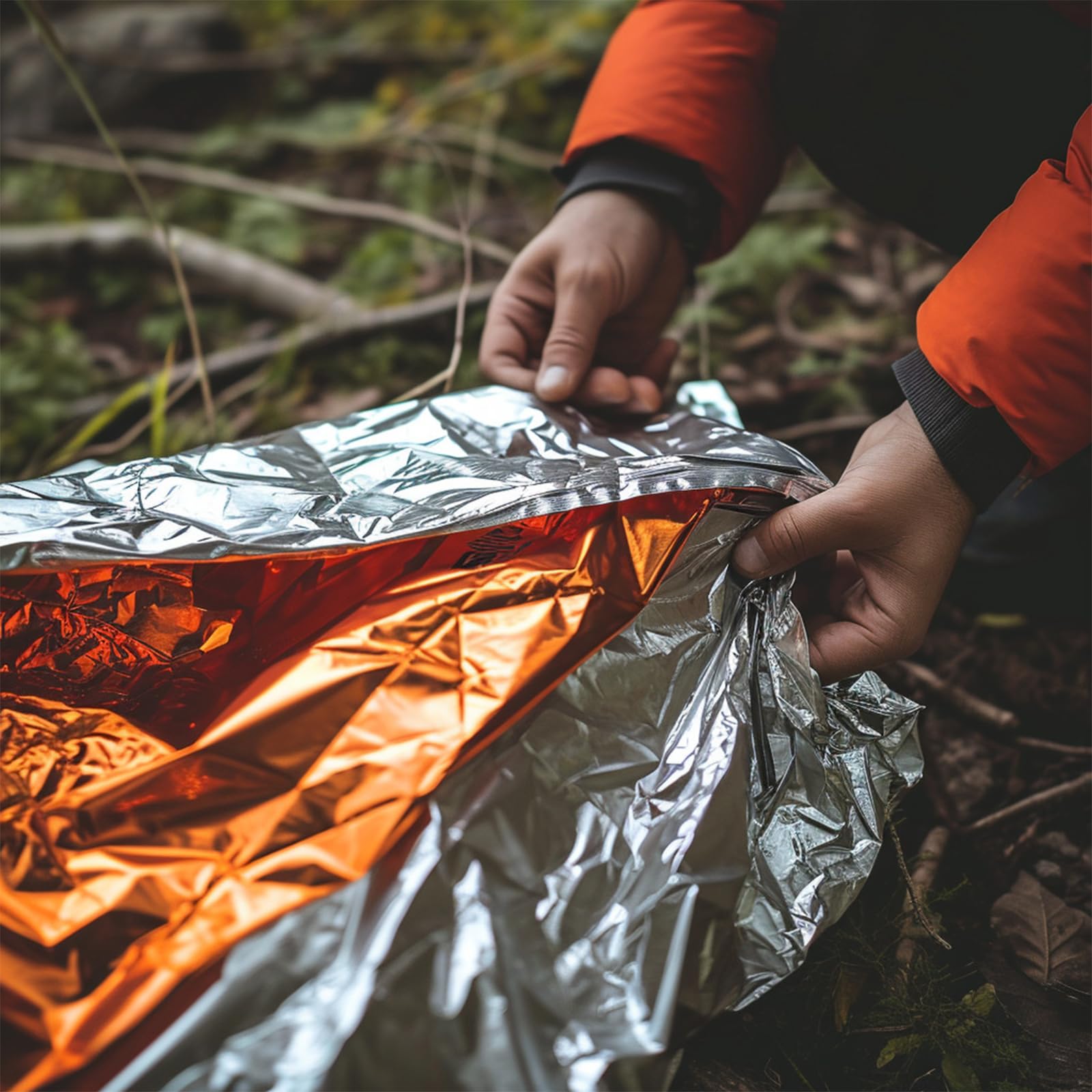 Rescue Orange Emergency Mylar Thermal Blankets Disposable Emergency Blanket - Emergency Blanket, Aluminum Foil Emergency Blankets