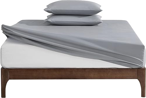 Miniatura 4 de Nautica - Juego de sábanas tamaño matrimonial, juego de sábanas bajeras y fundas de almohada, decoración casual del hogar (gris sólido, matrimonial)