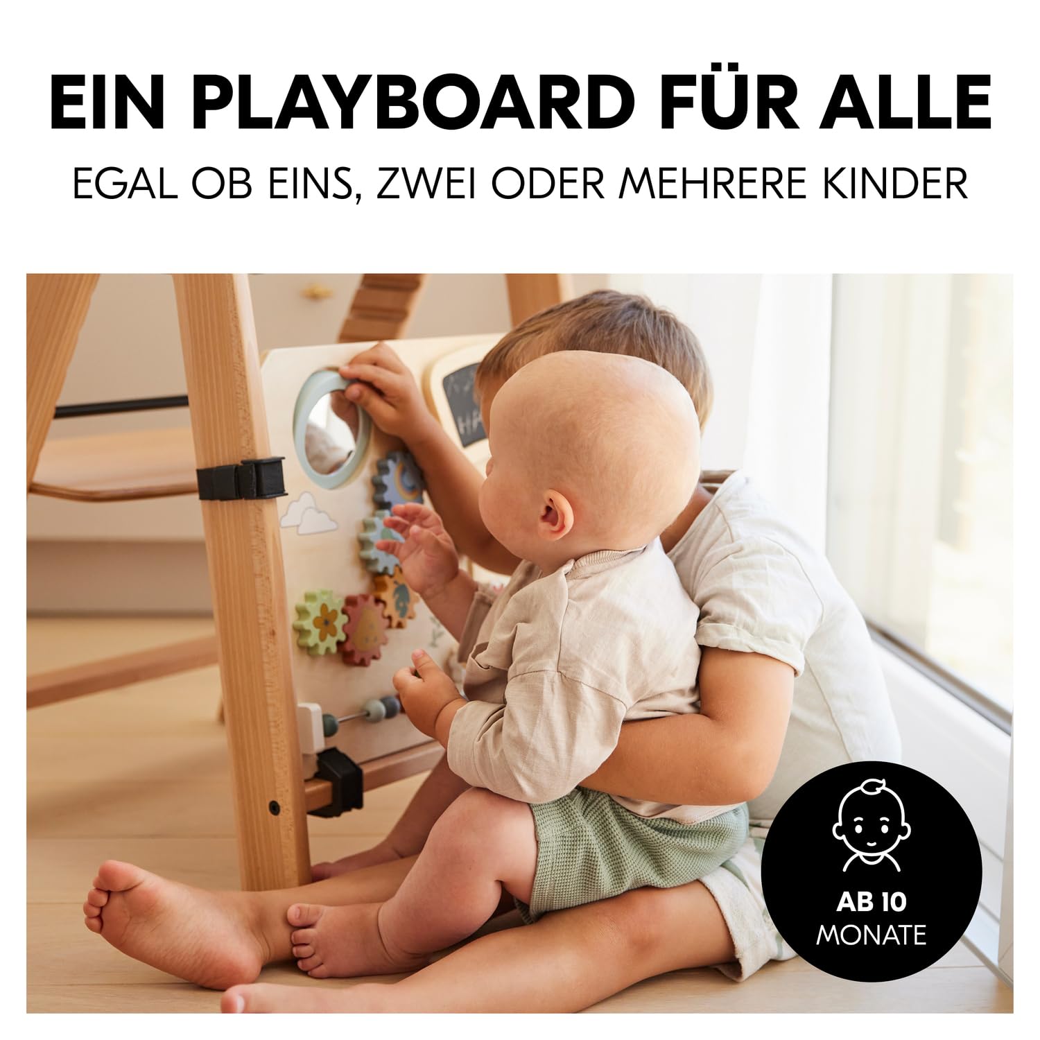 hauck Activity Board für Alpha+, Beta+, Arketa Hochstuhl, Spielen & Lernen ab 10 Monaten, FSC Zertifiziertes Holz, Schnelle Klettverschluss Befestigung