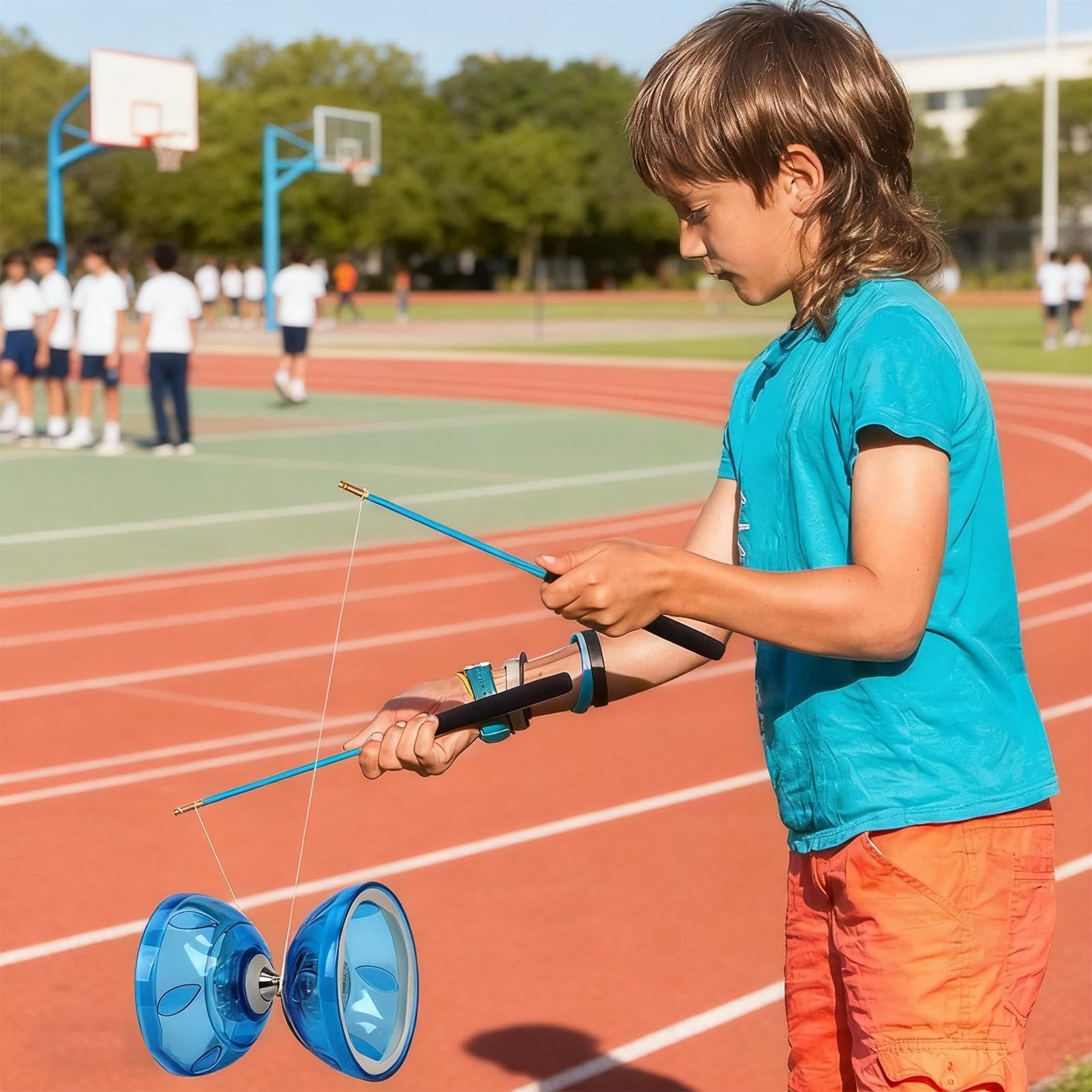 Genérico Diábolo Chino - Goma Suave TPU 15cm | Pelota De Desarrollo Portátil De Doble Cabezal con Red Y Palos | De Habilidad - para Viajes Juego Escuela Casa Trabajo Estudio Esperas