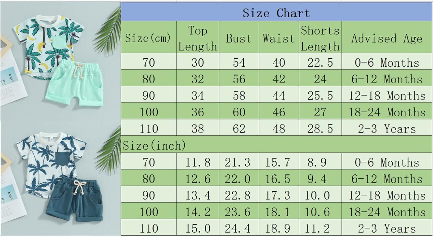 Toddler Baby Boy Clothes Beach Short Sleeve Palm Print Hawaiian T-Shirt and Drawstring Shorts Set Summer Outfit - Image 9