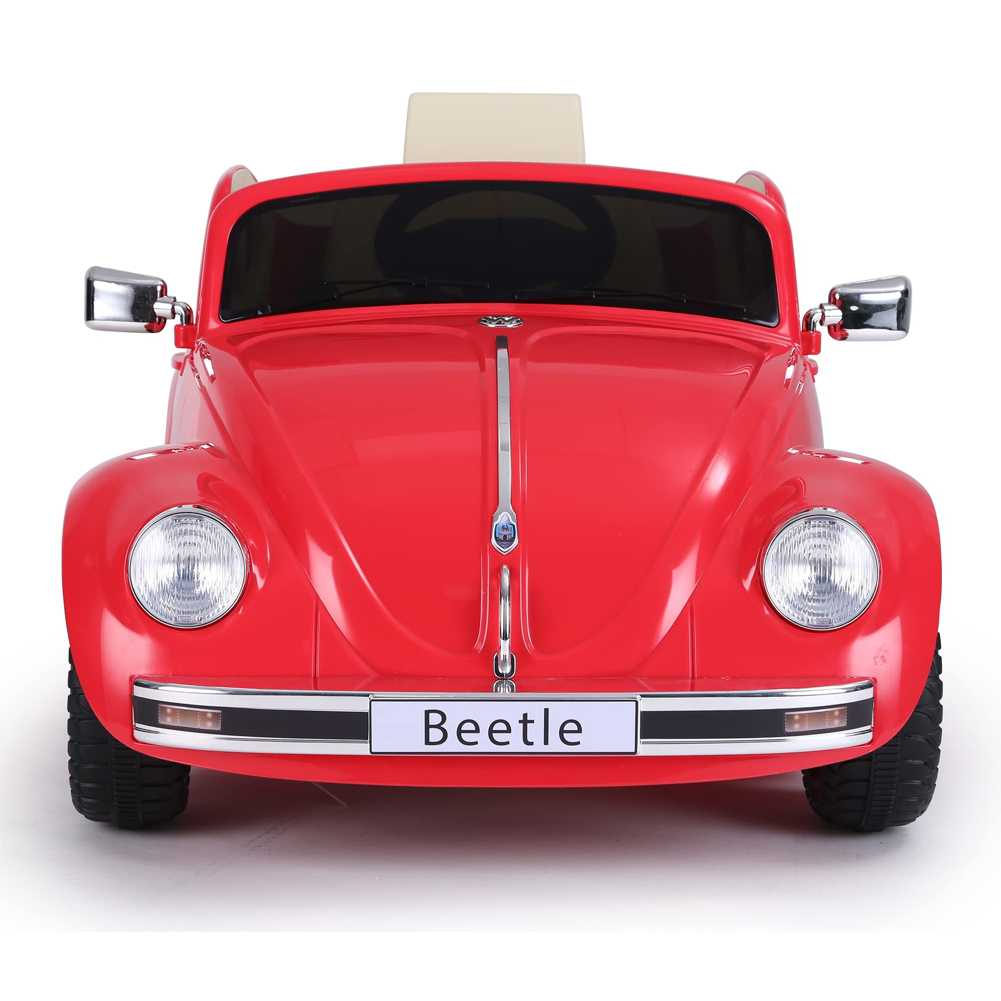 FEBER Maggiolino rosso 12V, auto elettrica, radiocomando fari con luce, 2 marce, acceleratore e freno elettrici, da 3 anni, FAMOSA (800013448)