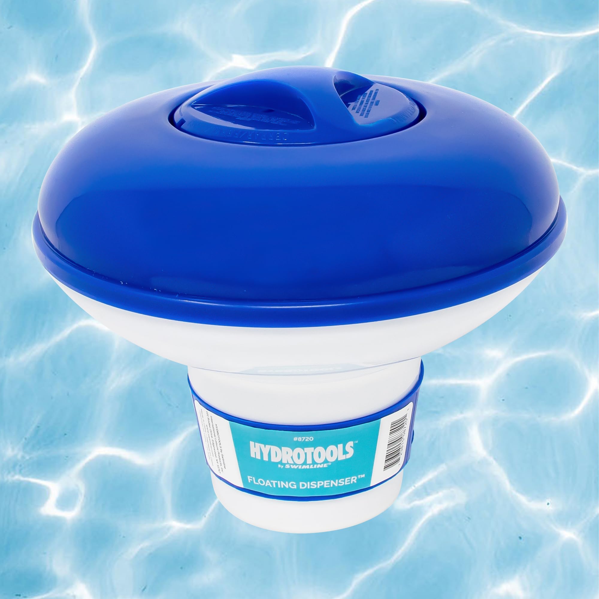 HydroTools - Dispensador de productos químicos flotantes ajustables para piscina, blanco y azul