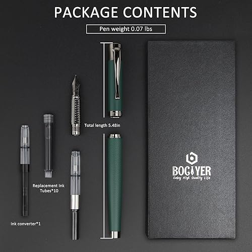 Miniatura 3 de Juego de pluma estilográfica de lujo, bolígrafo de tinta para escritura suave, punta media, incluye 10 cartuchos de tinta y convertidor de tinta, el