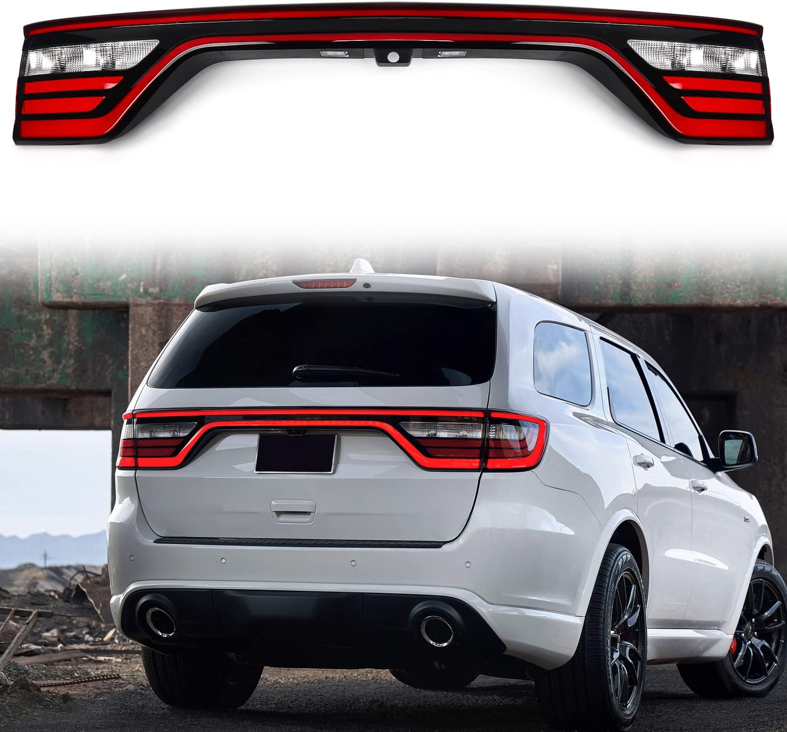 FIONE for Dodge Durango Liftgate Center Tail Light Assembly With Camera Hole 2014-2022 Lift Gate Back Up Light Lamp 68453659AA