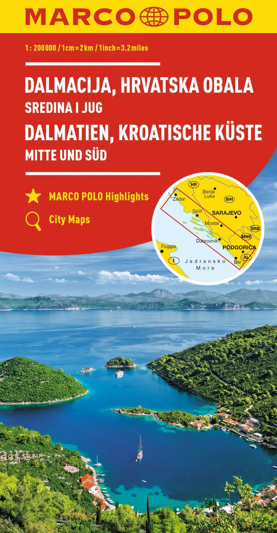 Marco Polo Croatia Dalmatian Coast Travel Map: Road Map for Road Trips with Top Sights and Scenic Routes (Folded Map): Wegenkaart Schaal 1 : 200.000 (Marco Polo Maps)
