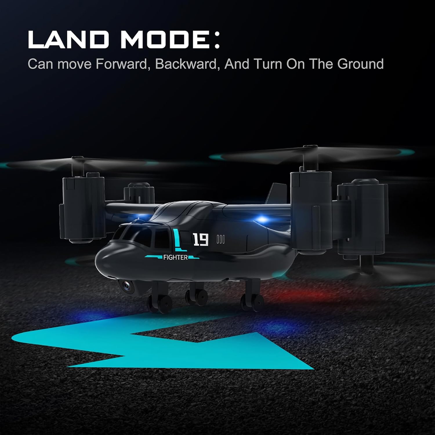 LM19 Drone with HD Camera, RC V22 Osprey Military Helicopter RC Plane, 2.4G 4CH RC Quadcopter with WiFi Live Video, One Key Take Off/Landing, RTF, FPV Drones for Adults, 2 Batteries (720P Pixels)