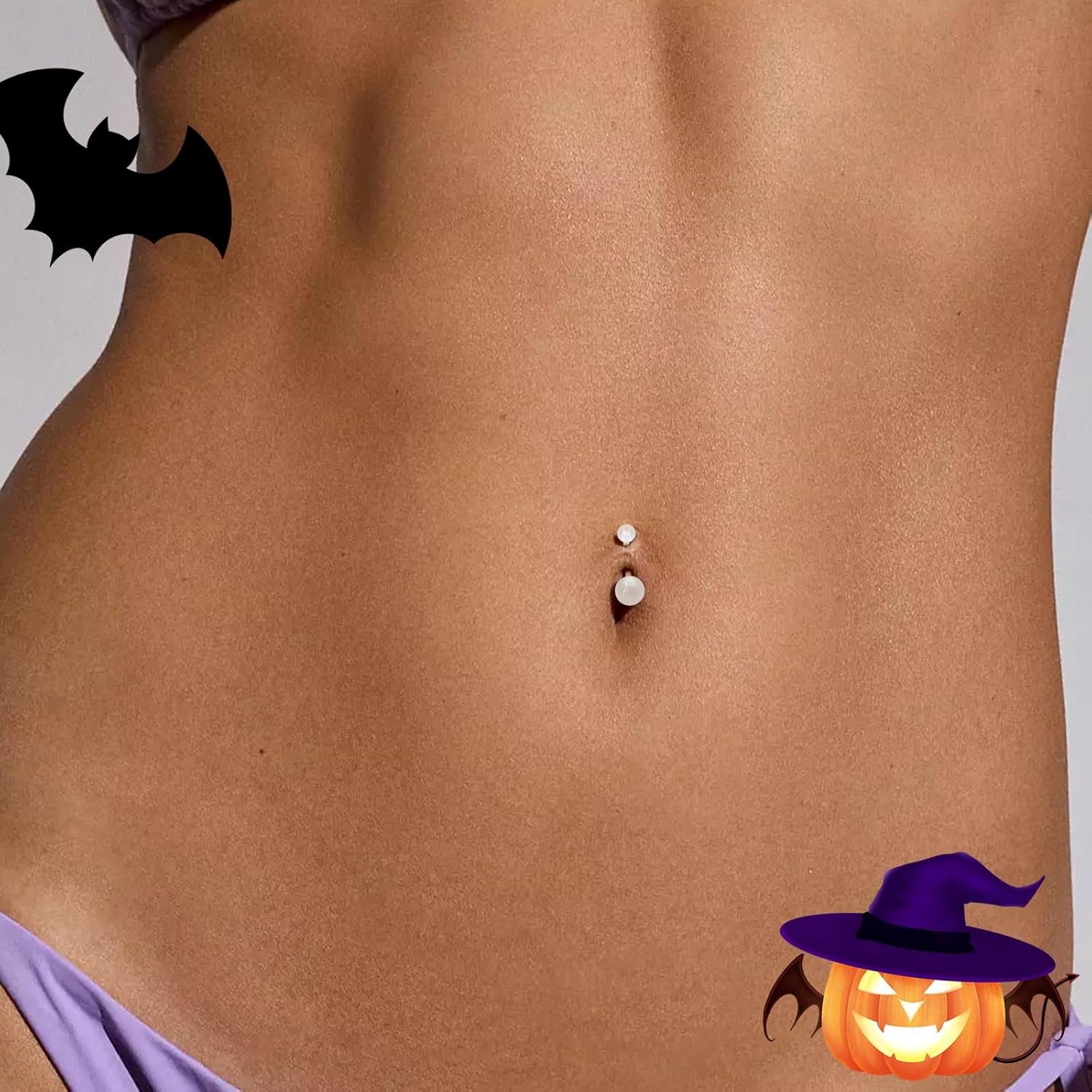 8Pcs Belly Button Rings 14G Acrylic Colorful Navel Barbells Rings for Women Straight Tongue Nipple Ring Piercing Jewelry Glow in The Dark Halloween - Image 6