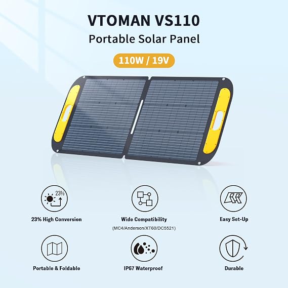 VTOMAN Jump 1500X Portable Power Station with 110W Solar Panel | 828Wh LiFePo4 Solar Generator Kit with 1500W Pure Sine Wave Output, Dual 100W USB-C and MPPT for Home Backup RV Camping
