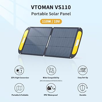 VTOMAN Jump 1500X Portable Power Station with 110W Solar Panel | 828Wh LiFePo4 Solar Generator Kit with 1500W Pure Sine Wave Output, Dual 100W USB-C and MPPT for Home Backup RV Camping