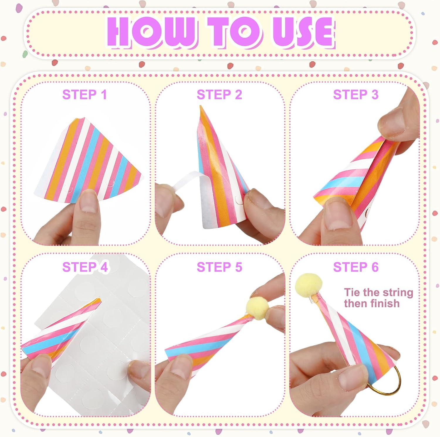 36 Pcs Colorful Mini Party Hats Paper Cone with Pom Tiny Birthday Animal Figures Party Hat